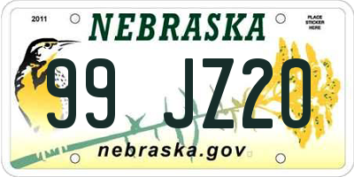 NE license plate 99JZ20