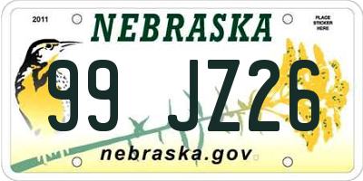 NE license plate 99JZ26