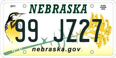 NE license plate 99JZ27