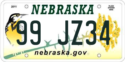 NE license plate 99JZ34