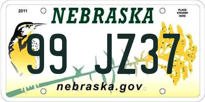 NE license plate 99JZ37