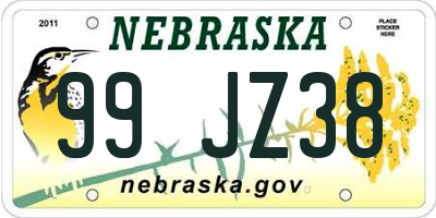 NE license plate 99JZ38