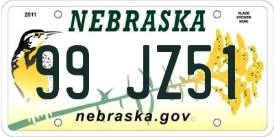 NE license plate 99JZ51