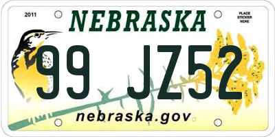 NE license plate 99JZ52