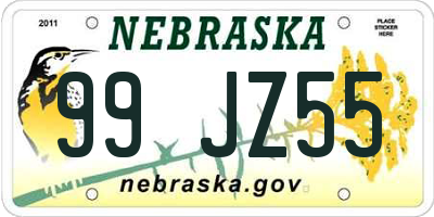 NE license plate 99JZ55