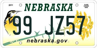 NE license plate 99JZ57