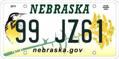 NE license plate 99JZ61