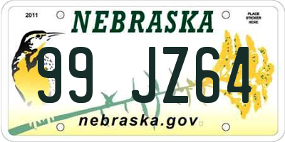 NE license plate 99JZ64