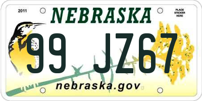 NE license plate 99JZ67