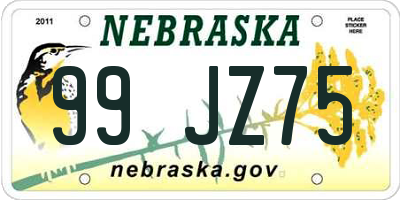 NE license plate 99JZ75