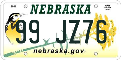 NE license plate 99JZ76