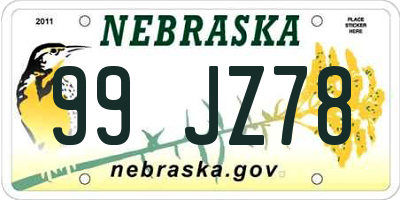 NE license plate 99JZ78