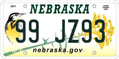 NE license plate 99JZ93