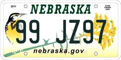 NE license plate 99JZ97