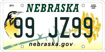 NE license plate 99JZ99