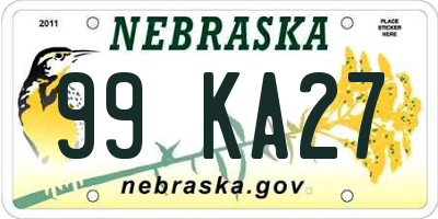 NE license plate 99KA27