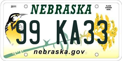 NE license plate 99KA33