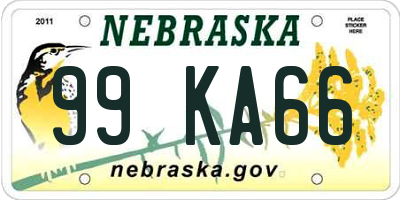 NE license plate 99KA66