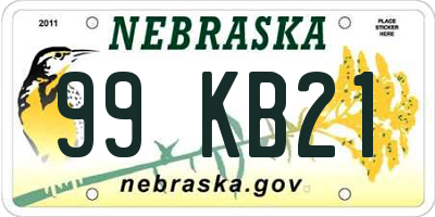 NE license plate 99KB21