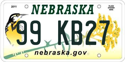 NE license plate 99KB27