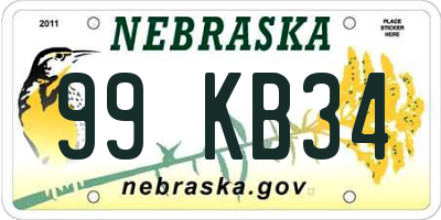 NE license plate 99KB34