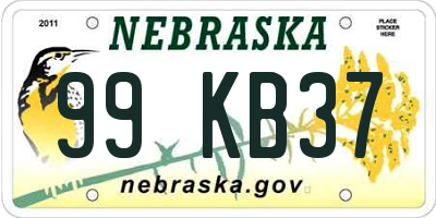 NE license plate 99KB37