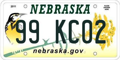 NE license plate 99KC02