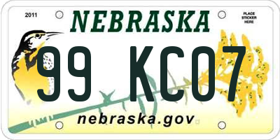 NE license plate 99KC07