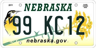 NE license plate 99KC12