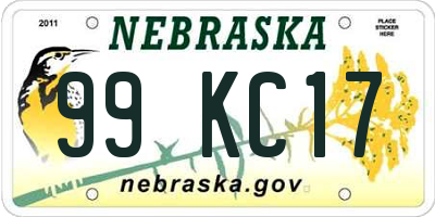 NE license plate 99KC17