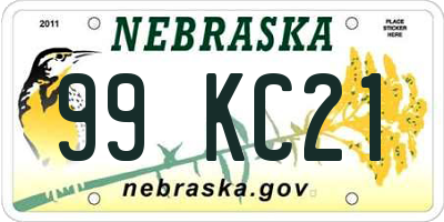 NE license plate 99KC21