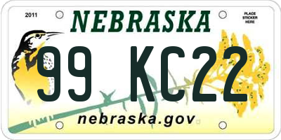 NE license plate 99KC22