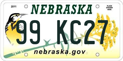 NE license plate 99KC27