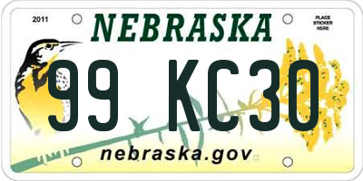 NE license plate 99KC30