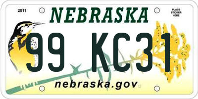 NE license plate 99KC31