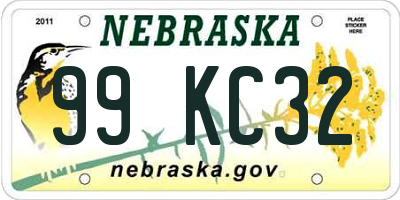 NE license plate 99KC32