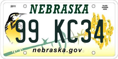 NE license plate 99KC34