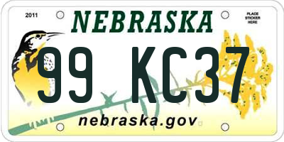 NE license plate 99KC37