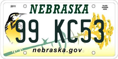 NE license plate 99KC53