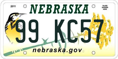 NE license plate 99KC57