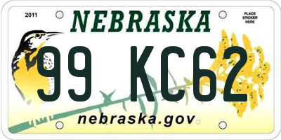 NE license plate 99KC62