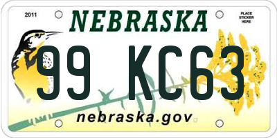 NE license plate 99KC63