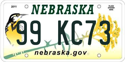 NE license plate 99KC73