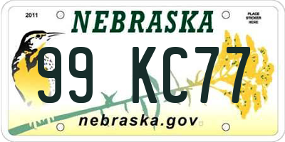 NE license plate 99KC77