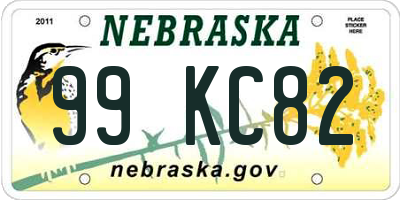 NE license plate 99KC82