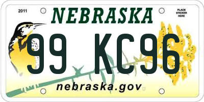 NE license plate 99KC96