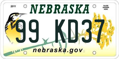 NE license plate 99KD37