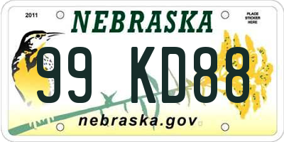 NE license plate 99KD88