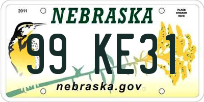 NE license plate 99KE31