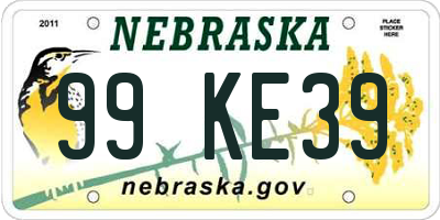 NE license plate 99KE39